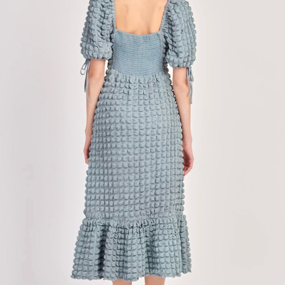 Endless Rose Textured Midi Dress in Soft Blue - Picture 4 of 8